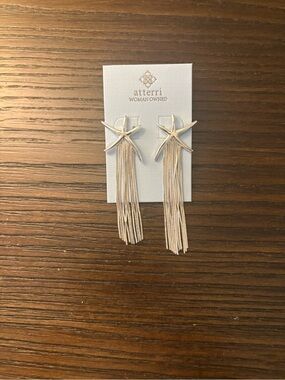 NEW Atterri Silver Starfish Fringe Earrings